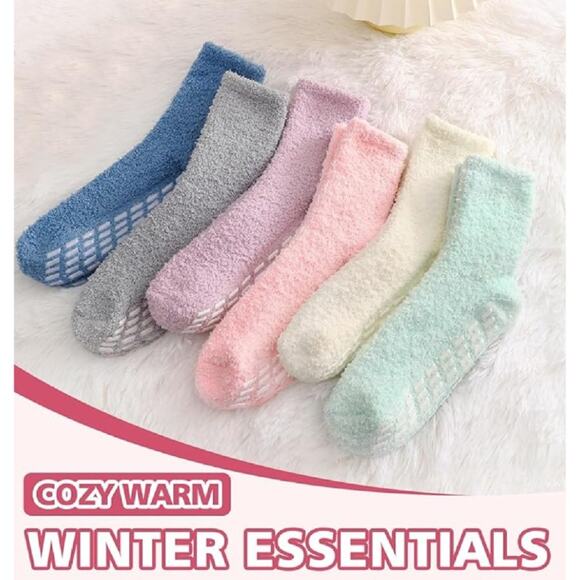 Slipper Socks for Women Men Grip Hospital Socks with Grips Fuzzy Non Slip Warm - Picture 5 of 7